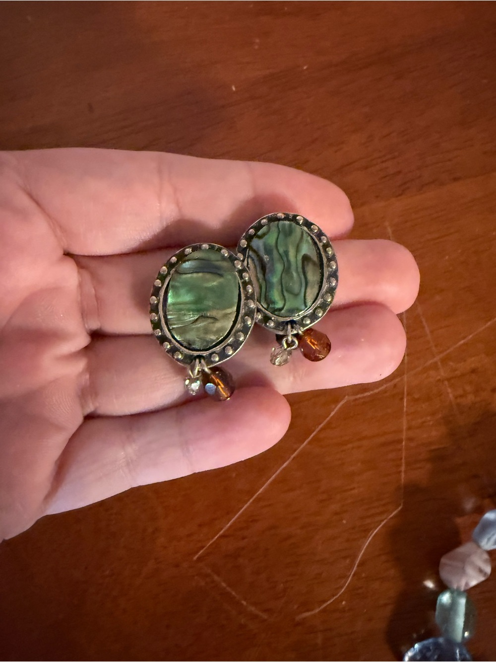 Green Abalone Drop Statement Earrings - Women Jewelry